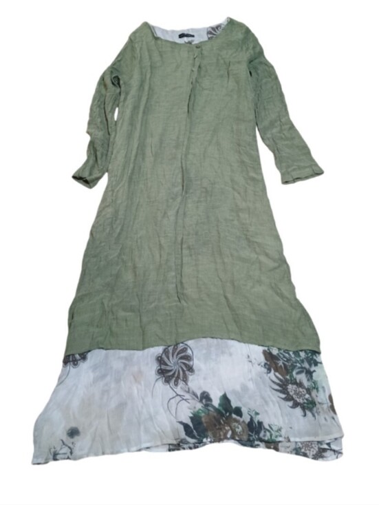 Emery Rose Dresses & Skirts - Emory Rose Sage Green Linen-Blend Maxi Dress with Floral Hem NWT